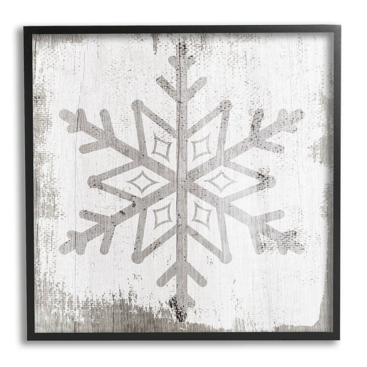 Stupell Industries Rustic Winter Snowflake Shape Framed Giclee Art